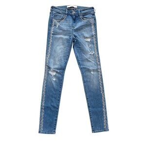 Abercrombie & Fitch Embellished Bedazzel Faux Rhinestone Distressed Skinny Jeans